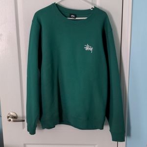 Stussy Green basic crewneck sweater